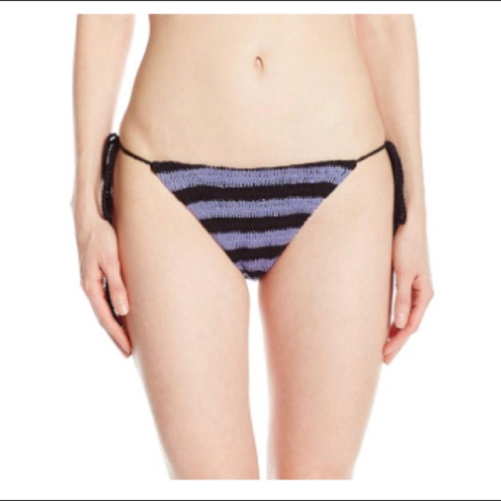 MARA HOFFMAN Black Purple Crochet Bikini Bottom S